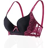 YooMee Push Up Bra for Women,Lace Bras with Underwire Cups,Comfort Padded T-Shirt Bra Add One Cup