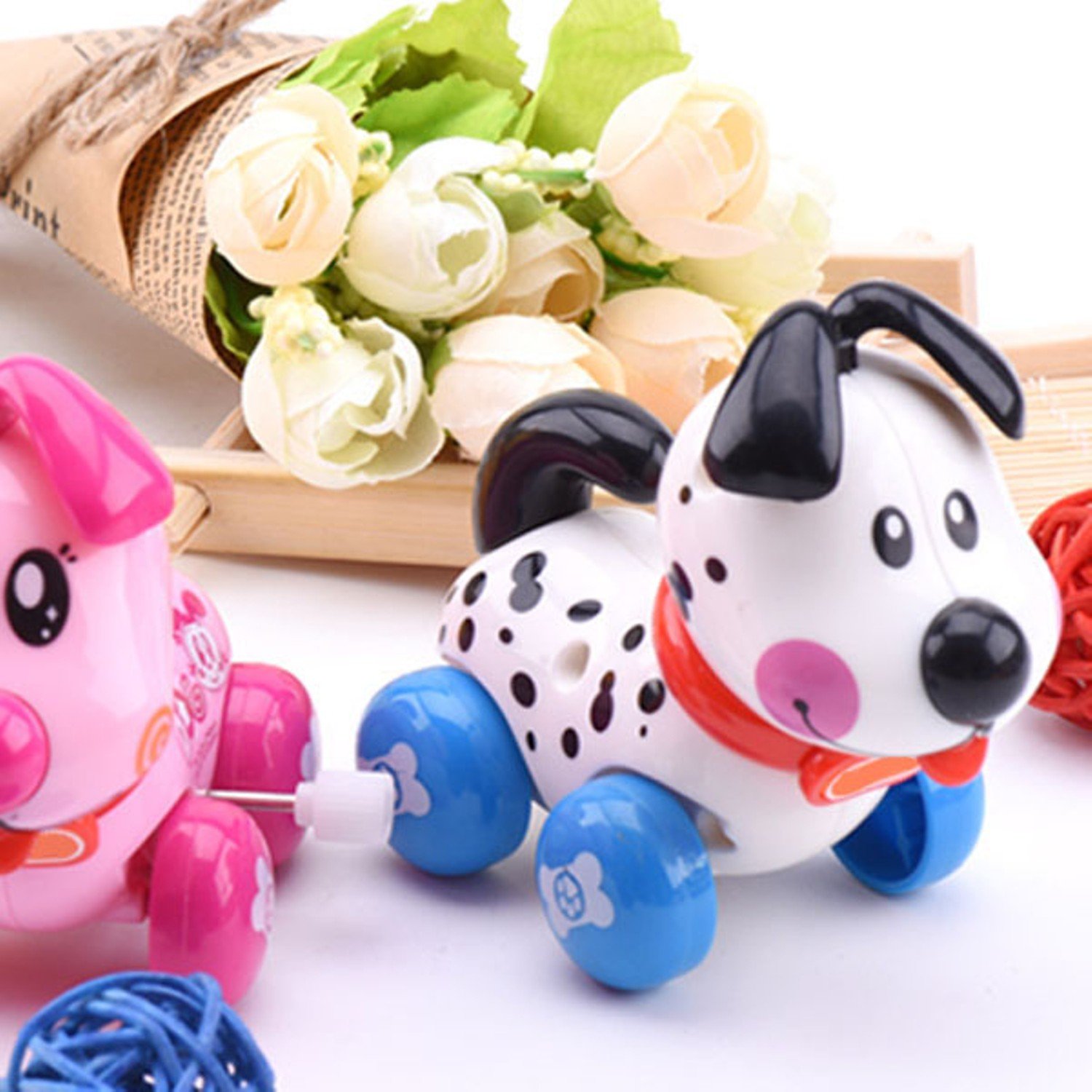 1PC Arrival Cute Wind up Naughty Dog Clockwork Spring Bug Toy For Kids