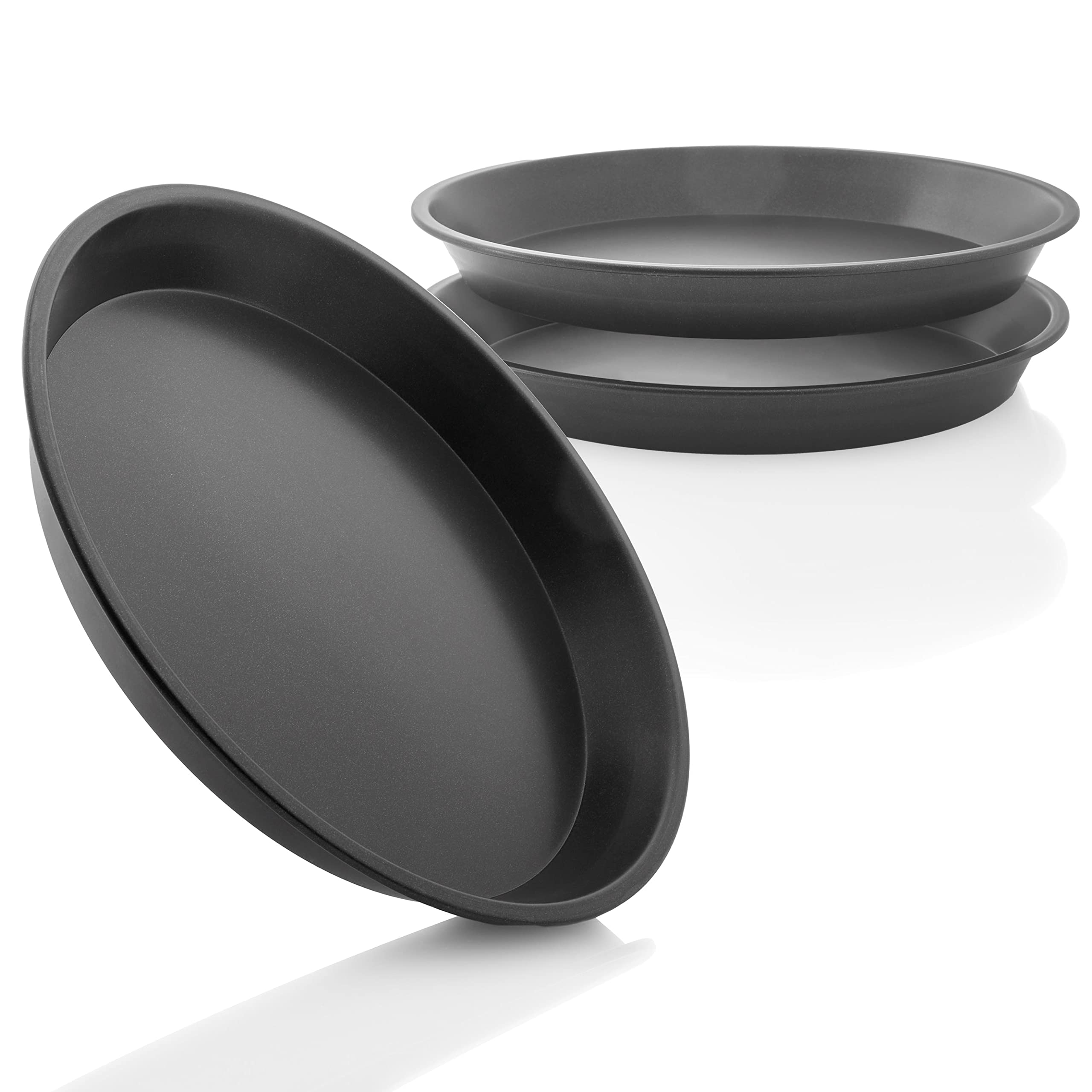 Grizzly, Set of 3 Cake Base Baking Tins with 12" (30 cm) Diameter, Non-Stick Coating, Tart Tin, Quiche Mould, Round Baking Tray for Tarts, Pies and Cakes