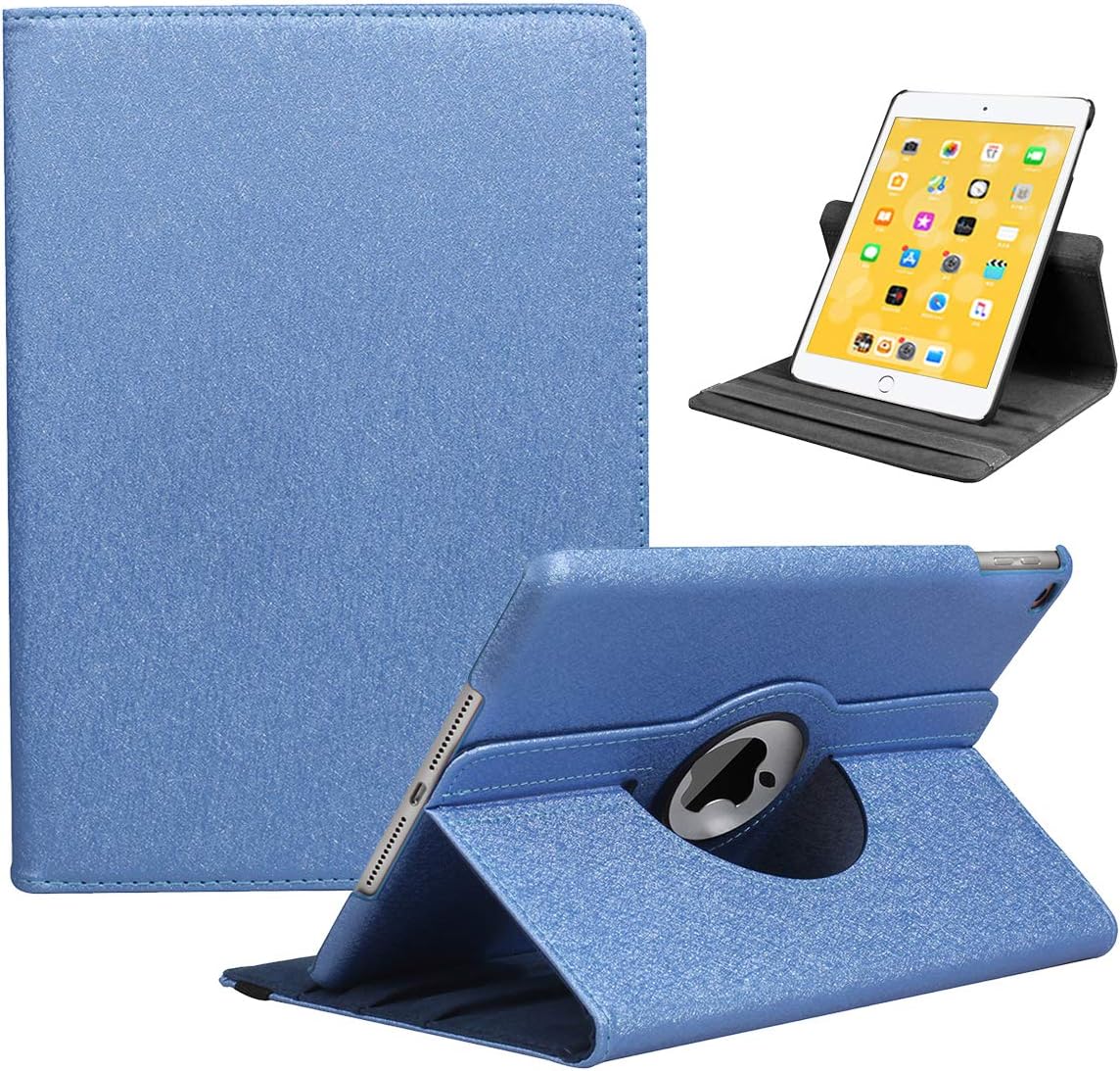 LRCXL iPad 9.7 2018/2017, iPad Air 2, iPad Air Case - Rotating Stand Protective Cover with Auto Sleep Wake for Apple New iPad 9.7 inch (6th Gen, 5th Gen) / iPad Air 2013 Model (Deep Blue)