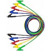 KAIWEETS 5PCS Alligator Clips Electrical Test Leads Set, 15A Jumper Wires Heavy Duty with Protective Copper Clips, Premium Cables for Electrical Testing, Experiment, 5 Colors 39.6 inches