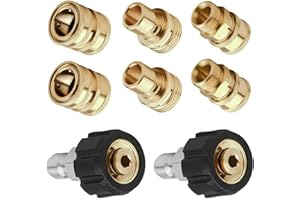 ENNSOO Pressure Washer Adapter Set, Quick Disconnect Kit, M22 Swivel to 3/8'' Quick Connect, M22 Metric Male Thread Quick Connector with 3/4" to Quick Release,8-Pack, Brass