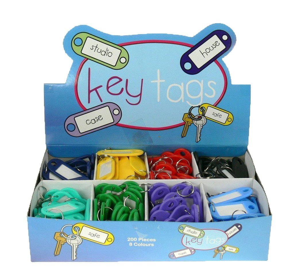 200 Assorted Colour Keyring Fob ID Tags