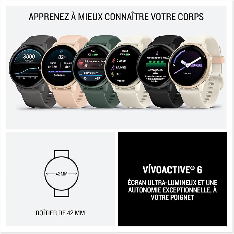vívoactive 6, Montre connectée GPS sport & santé, Pebble Grey, 42mm