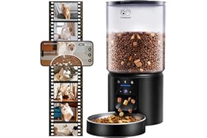 Frienhund 5L Automatic Cat Feeder with 2K HD Camera: 5G WiFi Automatic Dog Feeder with Night Vision,Cat Food Dispenser with Freshness for Multiple Pets,Detachable for Easy Clean-21 Cup (Sealed Outlet)