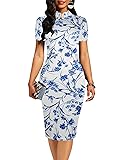 oxiuly Women's Vintage Floral Flare Stretch Stand