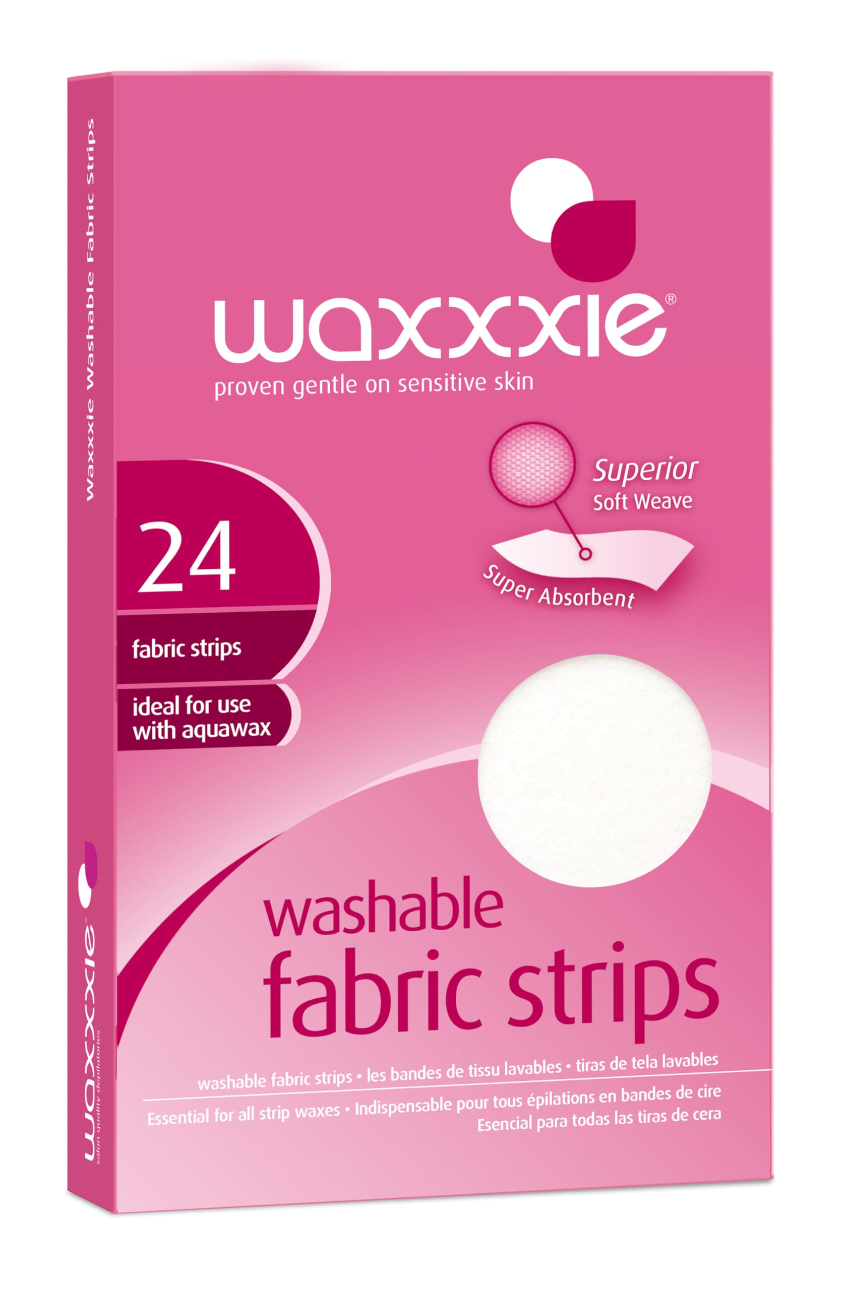 Waxxxie Washable Fabric Wax Strips 24pk for use with Cartridge and Strip Wax for an Unbeatable at Home Salon Experience