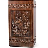 NowDoWin Deer Urn for Ashes for Women, Wooden Urn for Ashes Adult Male, Cremation Urns for Human Adult Female, Wood Urns for Human Man, Handcrafted Large 300LBS Capacity with Bag