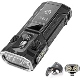 RovyVon E10 Max Small EDC Flashlight with Green Beam Scroll Wheel Dimming | Wide Voltage Battery Compatibility, OLED Display, 1600 Lumens LED Flashlight with 365nmU/Red/White Sidelights, Hiking Camping
