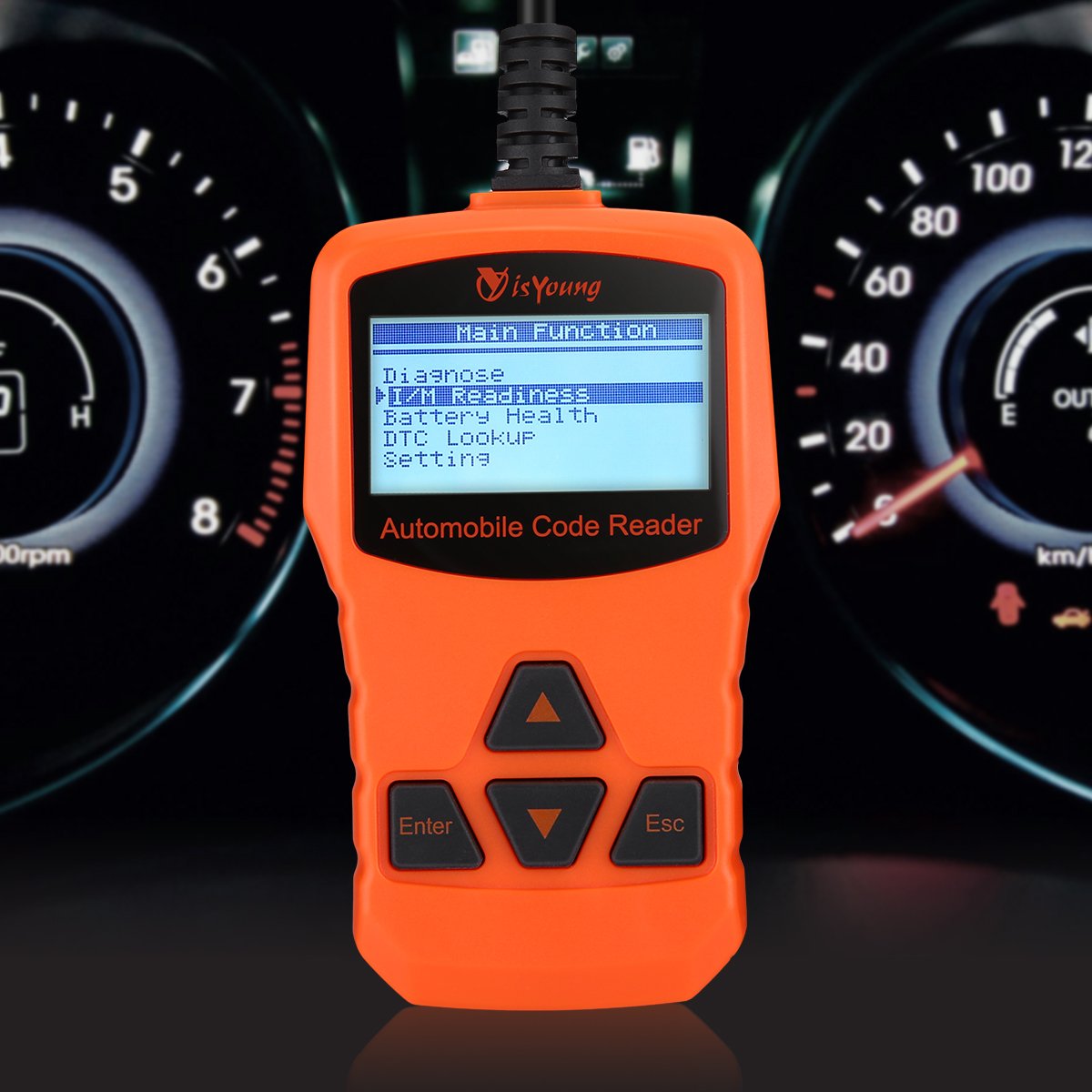 isYoung Vehicle Scan Tool OBD/EOBD CAN Diagnostic Tool 10 Modes OBDII Test + Quick Battery Health Check Engine Scanner for AUDI/VW/SKODA/BENZ/BMW/PORSCHE/GM & Other Car/SUV/Light Duty Vehicle(Orange)