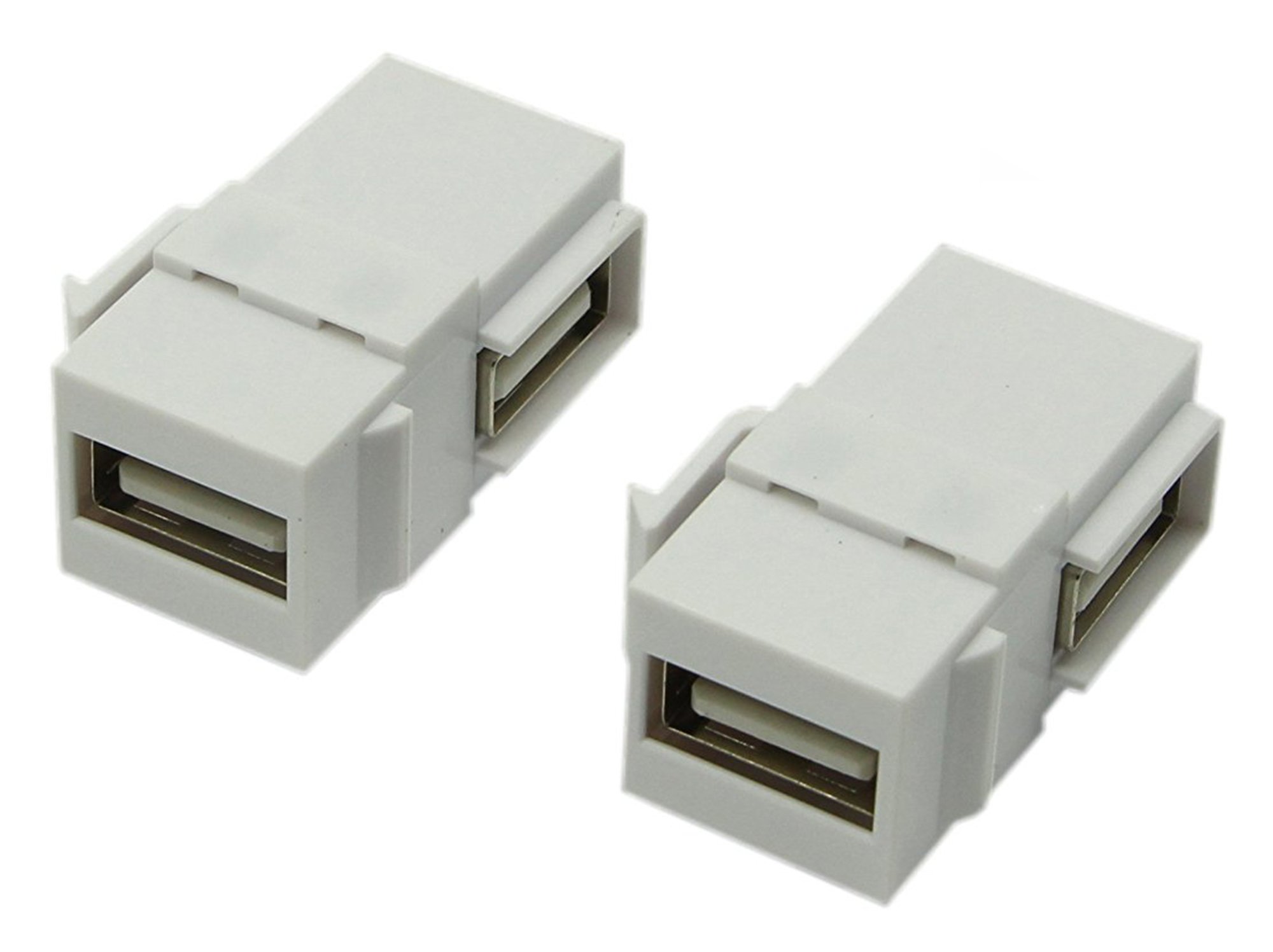 zdyCGTime USB 2.0 Keystone Jack Inserts, (2-Pack) 90 Degree Right Angled USB2.0 Adapters Female to Female Connector For Wall Plate Outlet Panel-White