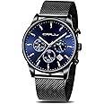 CRRJU Men's Fashion Casual Watches Auto Date Chronograph Watch Men Nice Work Watches Waterproof 30M Full Steel Quartz with Mesh Strap