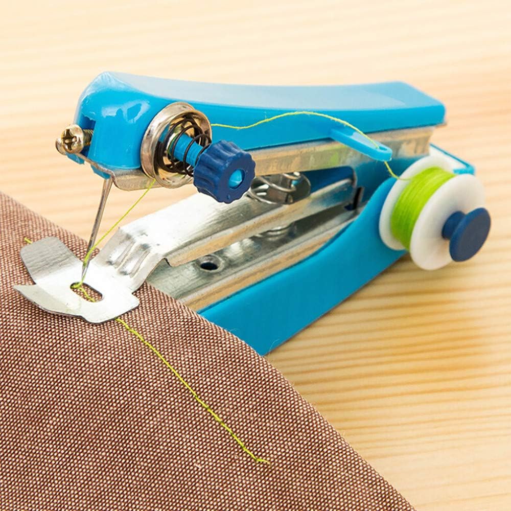 Dearpriass Portable Handheld Sewing Machine Mini Sewing Machine for Kids Beginners Home Travel Sewing Cordless Small Handy Stitch Sewing Machine Easy Quick Repairs Fabric Leather Denim Canvas