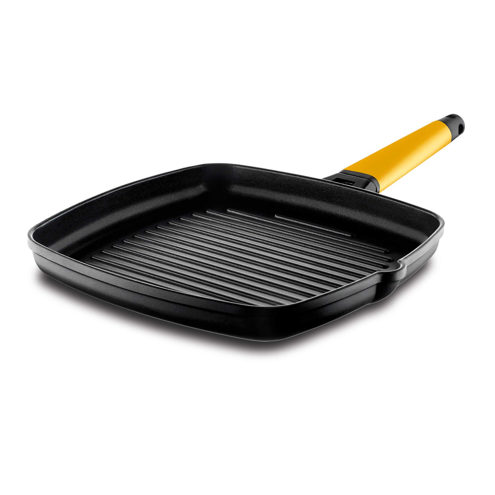 Castey Classic Grill Bread, Frying pan, Yellow Handle, 22 x 22 cm