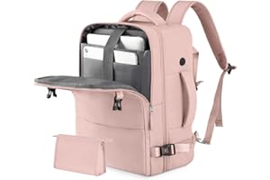 Rinlist Travel Backpack for Women Men, TSA Friendly Carry-on Backpack Airline Approved, Personal Item Bag on Airplanes, Travel Essentials Must Haves, Pink