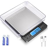 Small Digital Gram Scale 1000g by 0.01g, MEIYA High Accuracy Scale for Food Ounces and Grams, Upgrade USB Charging Kitchen Sc