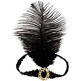 XKTEI 2 Pieces Feather Headpiece,Sequins 1920s Flapper Headband,Mardi Gras Carnival Party Headwear Accessory Women