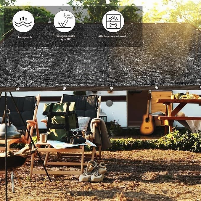 Red de sombreado 2 x 5 m, Red de protección Solar con Ojales, Tejido de protección Visual 90% Efecto sombreado, Red de protección Solar para Invernadero, Red de Sombra para jardín, Red de protección