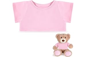 RoundFunny Bear Tee Shirt Fit 14-18inch Stuffed Animal Clothes, Basic Dolls Shirt, Light Pink