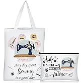 Saintrygo 2 Pcs Sewing Gifts for Quilters Sewing Canvas Bag and Cosmetic Bag Tote Seamstress Gifts, Christmas Birthday Mother's Day Gift for Women Mom Grandma