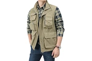 BOOMLEMON Men's Casual Outdoor Work Vest Safari Fishing Shooting Vests Lightweight Travel Cargo Jacket With Multi Pockets