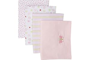 Spasilk Baby 4 Pack 100% Cotton Flannel Receiving Blanket
