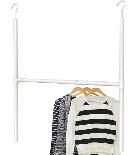 X-cosrack Organiseur de placard à 6 niveaux, étagères à suspendre avec 4 crochets de suspension, 5 crochets en S, paniers de rangement en fil métallique, pour vêtements, pulls, chaussures, sacs à