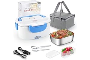 FVW Electric Lunch Box Food Warmer 2 in 1, Portable Food Heater for Car and Home - Leak proof, Lunch Heating Microwave for Truckers with Removable Stainless Steel Container 1.5 L, 110V/12V