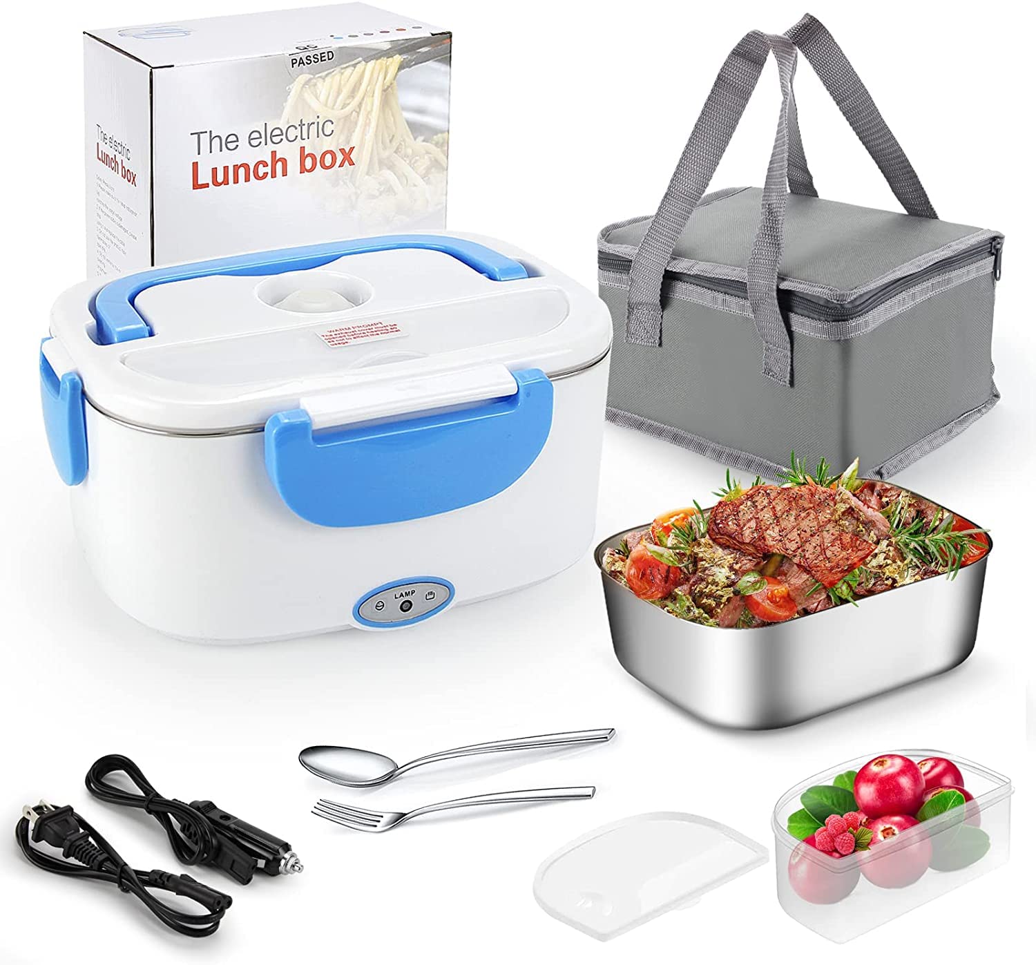 Photo 1 of FVW Electric Lunch Box Food Warmer 2 in 1, Portable Food Heater for Car and Home - Leak proof, Lunch Heating Microwave for Truckers with Removable Stainless Steel Container 1.5 L, 110V/12V