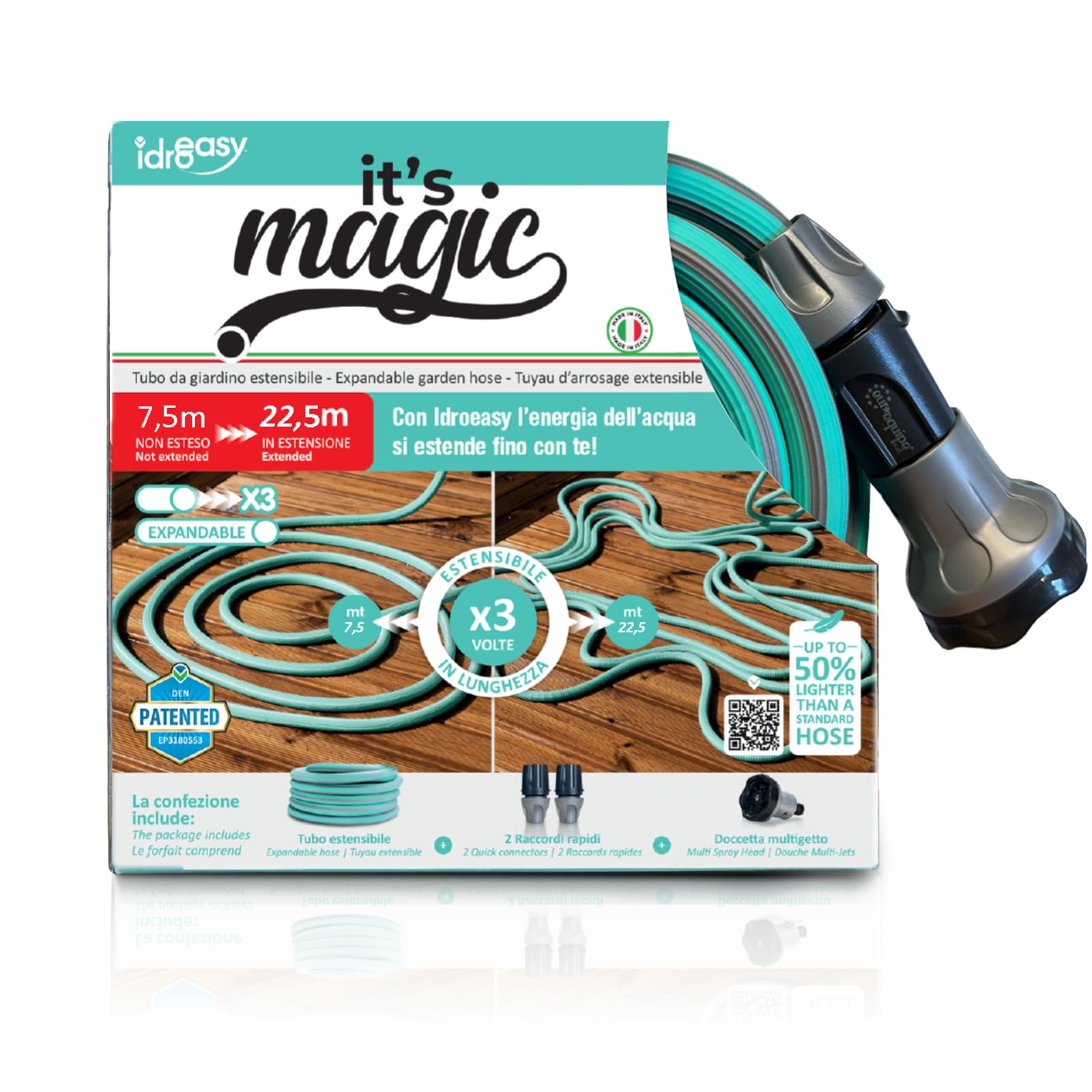 Idroeasy 2730 - Manguera extensible Magic Soft Smart de 1/2" (12,5 mm.) extensión máxima 22,5 m.