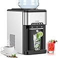 COSTWAY Water Dispenser with Ice Maker, 3-in-1 Countertop Hot/Cold Dispenser with Ice Machine, 2 Ways to Add Water, Child Safety Lock, 12 Cubes, Portable Water Cooler for Home Kitchen Office