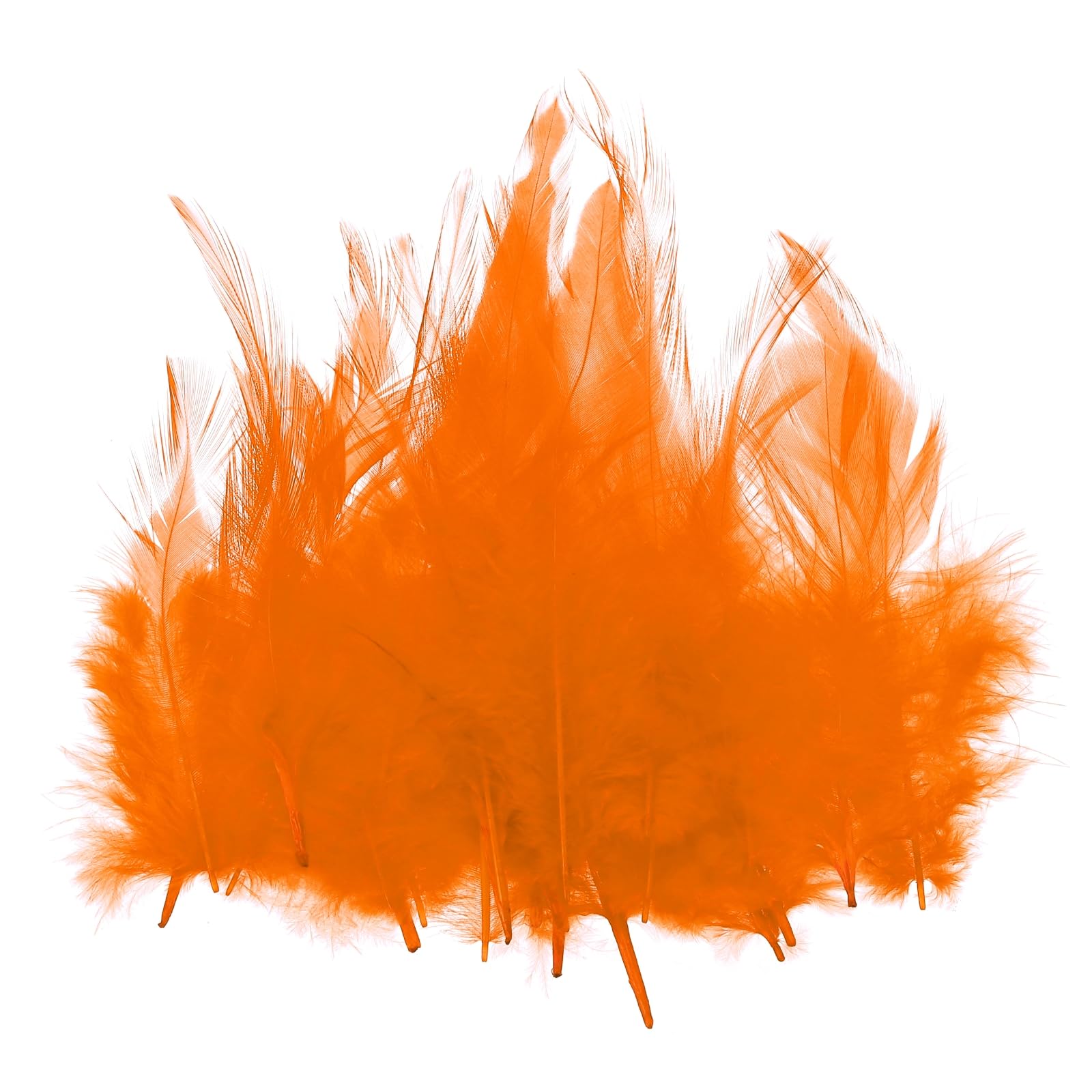 PATIKIL 3-5 Inch Rooster Feathers, 100 Pack Bulk Natural Feathers for Crafts Colorful Fluffy Craft Feathers for Dream Catcher Handwork Clothing Costumes Wedding, Orange