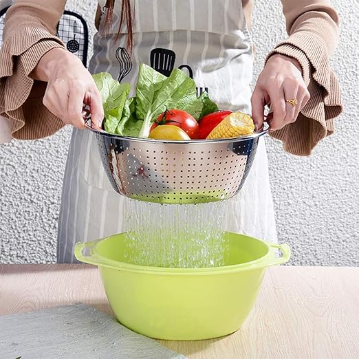 nesting strainer bowl drain basket washing bowl 2pcs/set ...