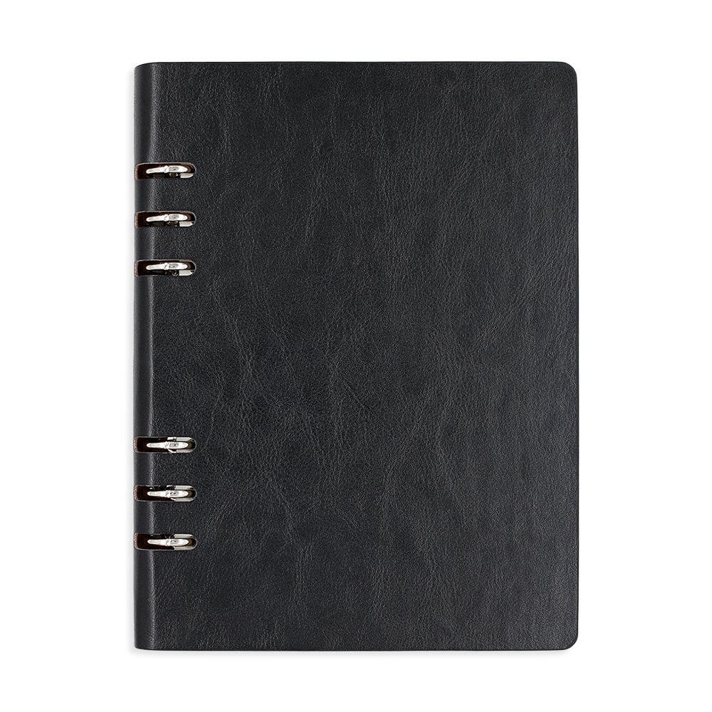 Zhi Jin A5 Loose Pocket Leather Refillable Notebook Binder Rings Journal Hard Cover Diary Bussiness Black