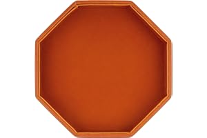 RERIVER Dice Rolling Tray, Felt Lined PU Leather Octagon Dice Tray for Dungeon Crawler Games, Brown