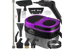 CKDUCTPRO Steam Cleaner, 3-Level Adjustable Handle, 15s Heat-Up, 1.69 Quarts Tank, Portable Steamer for Cleaning with 10 Accessories, Steam Cleaner for Home for Dirt (Purple)