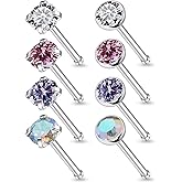 Tkzndnm F136 Titanium 20/18g Nose Rings Studs Piercings Jewelry for Women Men Nostril Straight Bone Bar 3mm Diamond Hypoallergenic