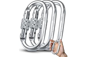 XTEK CLIMBING Climbing Carabiner – UIAA CE Rated 25kN/5620LB – Heavy Duty Twist Locking Carabiner Clip - Industrial Strength Large Steel Oval Carabiners - Rock Climbing Caribeener Clips for Rigging, Ropes