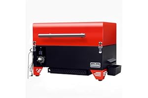ASMOKE Portable Pellet Smoker Grill - AS350 256 sq. Pellet Smoker Grill w/Meat Probe, ASCA System™ Pellet Grill, Portable Smoker, Auto Temp Control 8-In-1 Small Table Top Smoker, Red
