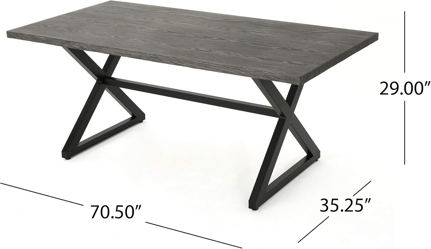 Christopher Knight Home Rolando Outdoor Aluminum Dining Table with Steel Frame, Grey / Black : Garden & Outdoor