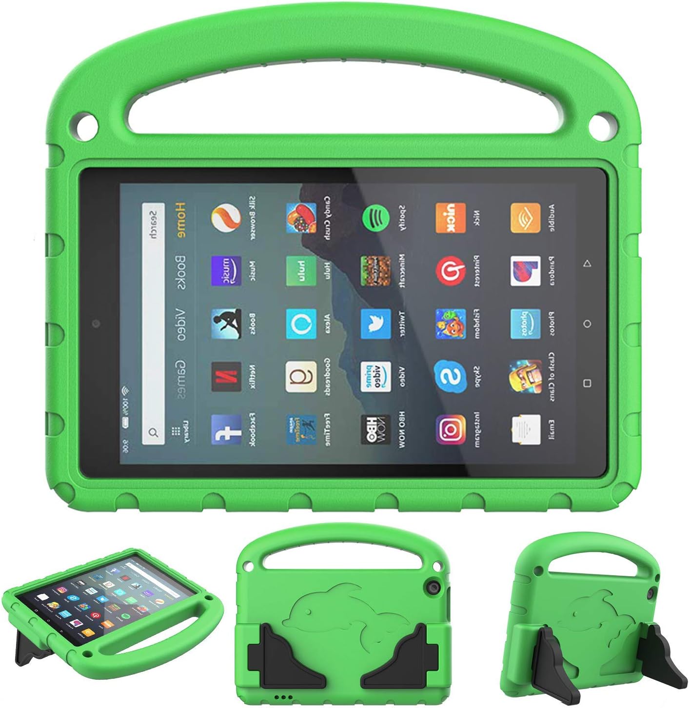 SUPWANT Kids Case for All-New Fire 7 2019 - Kid-Proof Light Weight Protective Case with Handle Convertible Stand for Amazon Fire 7 Tablet (9th Generation - 2019 Release), Green