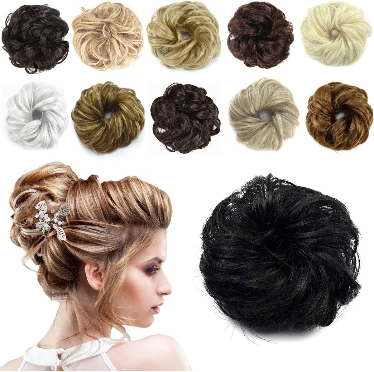 SHEDOWIG Messy Bun Hair Piece Scrunchies Hair Bun Extensions for Women Synthetic Updo Chignon Hairpiece