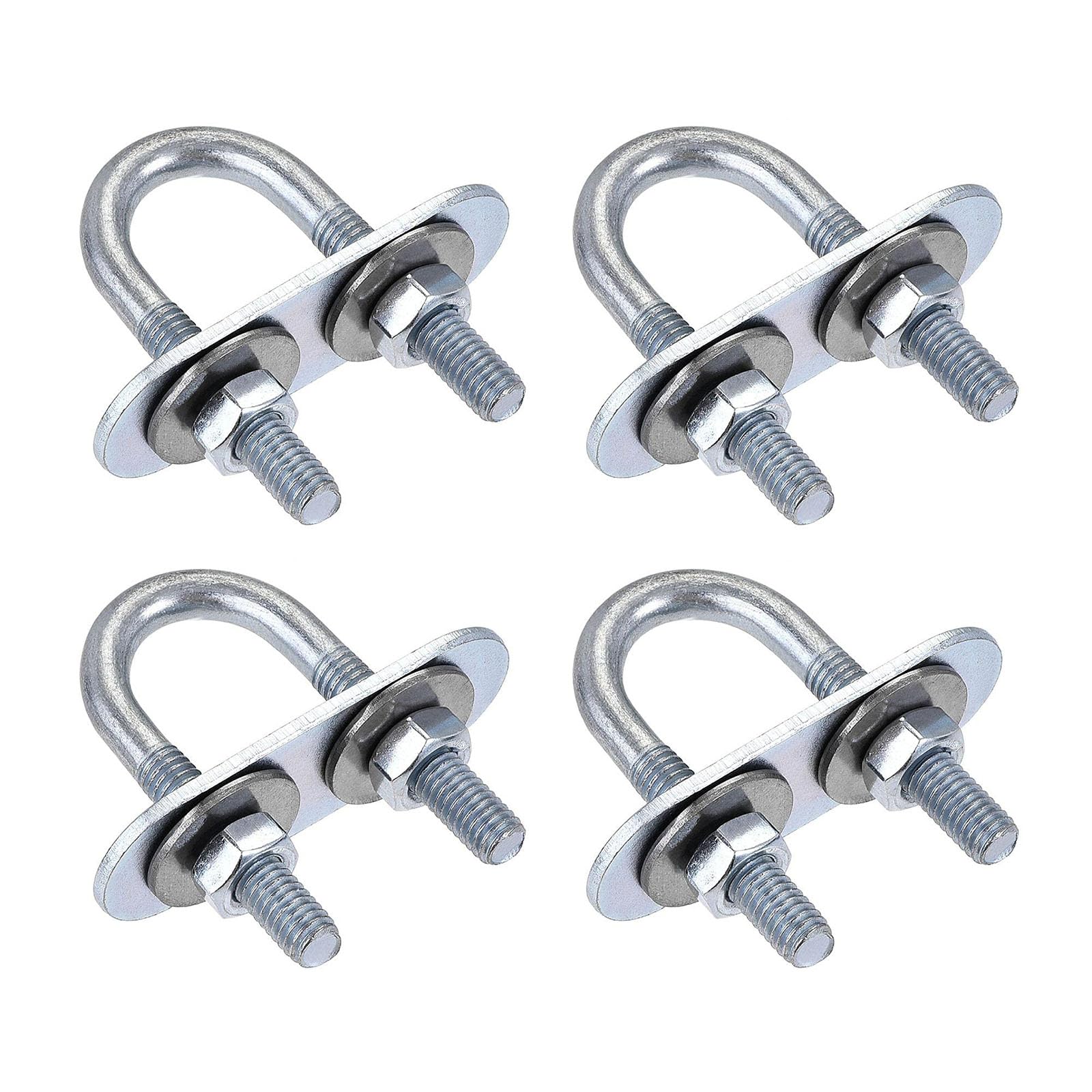 TA-VIGOR 4 sets M6 Round U-Bolts, 16mm Inner Width 46mm Length Steel U-Bolts with Nut, Plate, Washer for Attaching Piping Conduit Cable Tube Brackets Boat Trailer