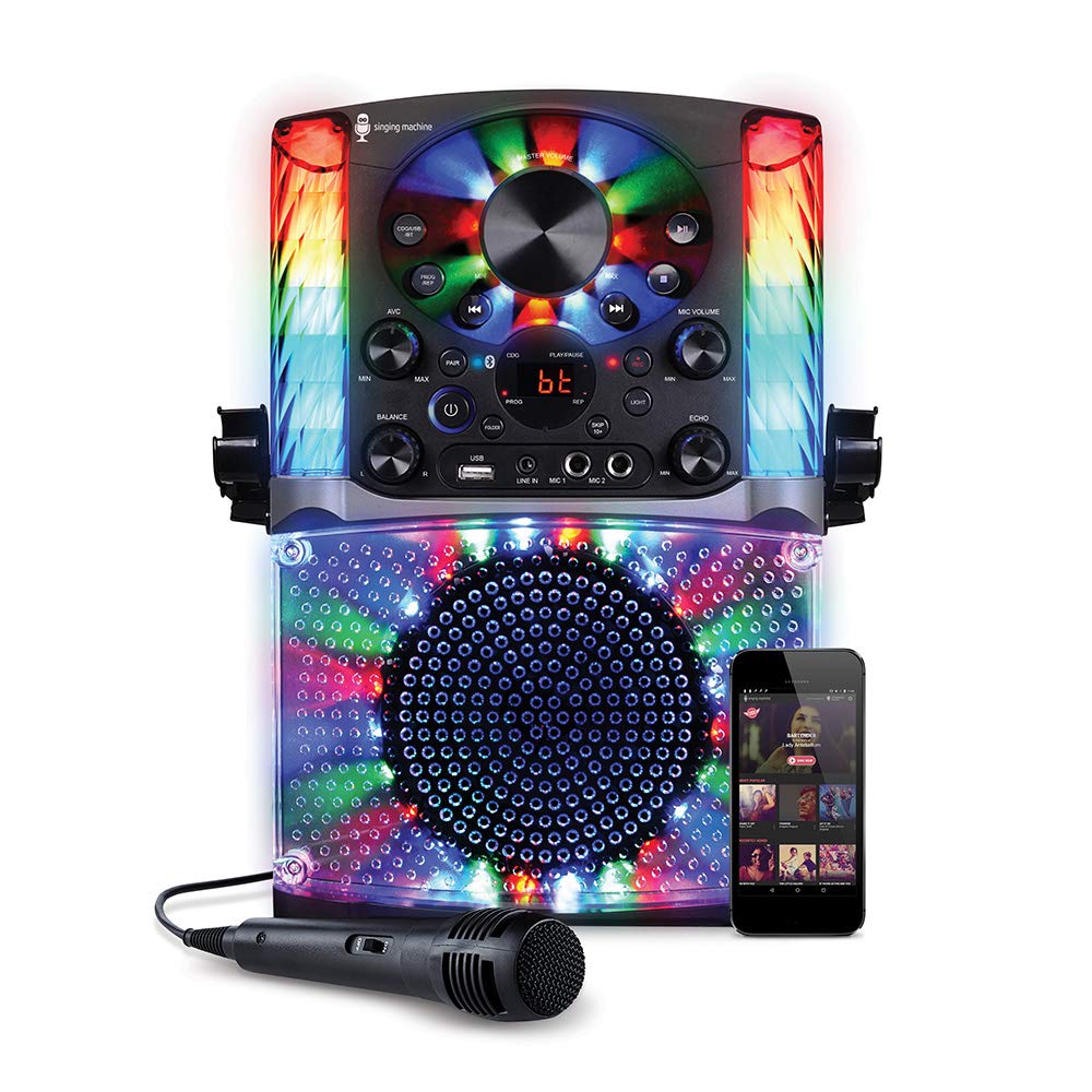 Singing Machine SML625BTBKD Karaoke Machine, Portable Bluetooth CD+G Karaoke System, Black