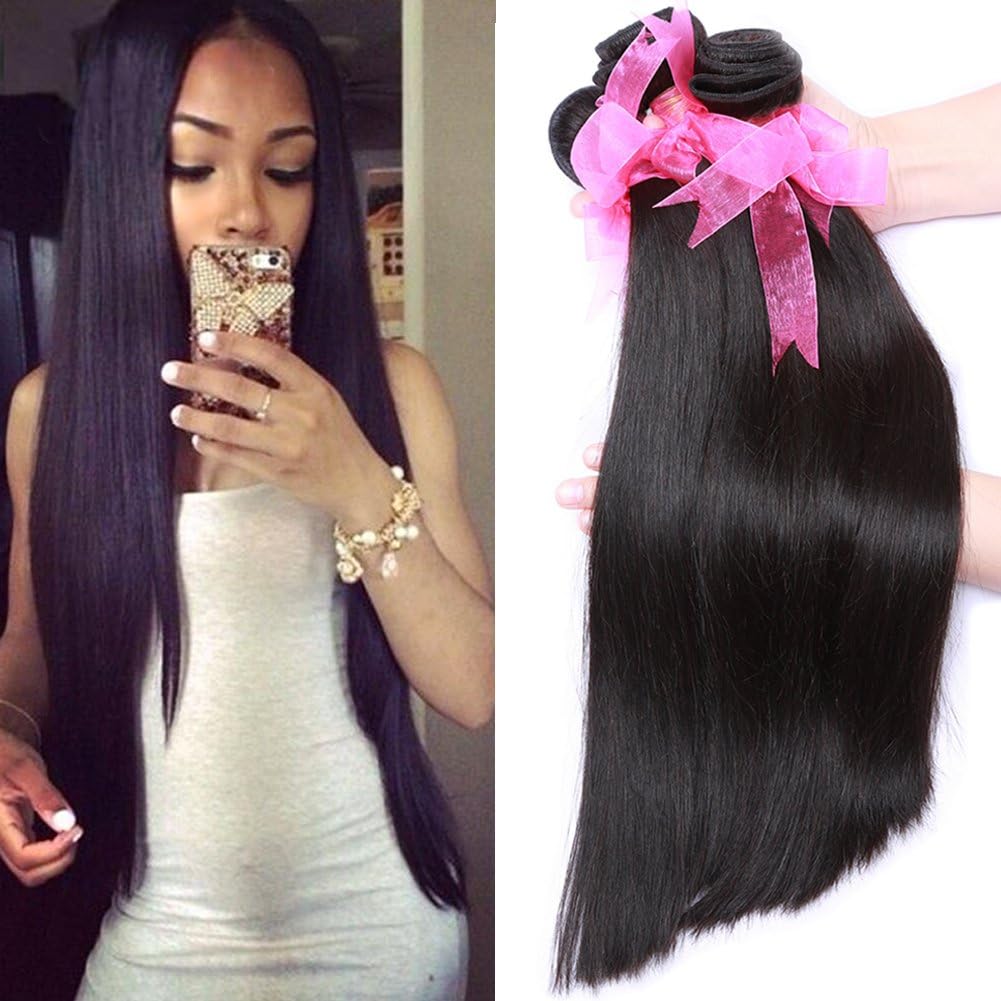 MissexyHair Straight Human Hair 3 Bundles (22 24 26inch) Natural Black Color 100% Unprocessed 8A Grade Brazilian Virgin Mink Hair Bundles Brazilian Straight Hair Soft and Tangle Free