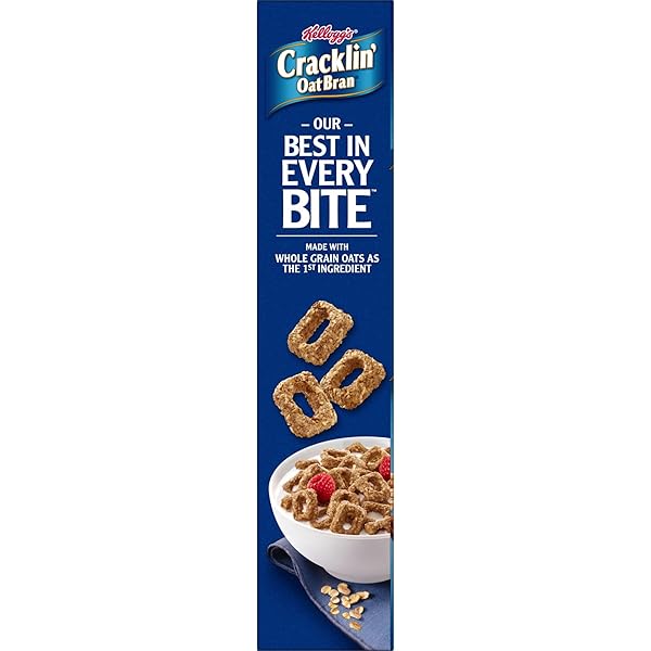 KELLOGG’S CRACKLIN’ OAT BRAN BREAKFAST CEREAL, FIBER CEREAL, FAMILY CEREAL, ORIGINAL, 16.5OZ BOX (1 BOX)