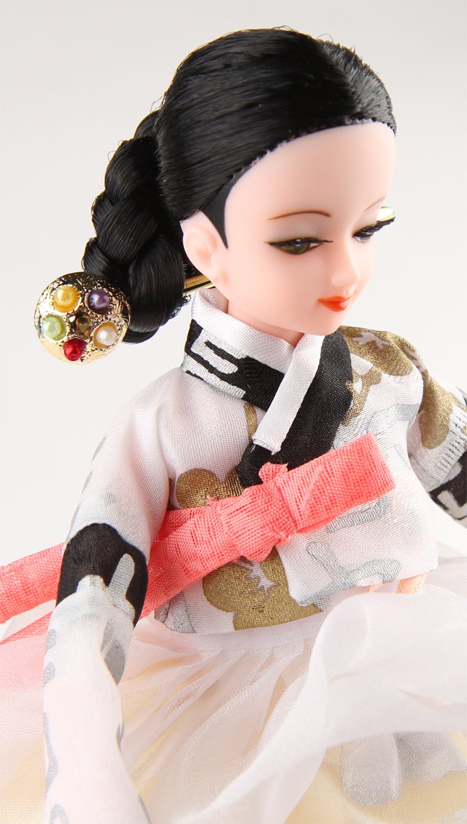 Korean Barbie Doll Dress Up Costume With Cherry Blossoms Painted