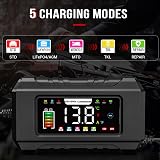 Husgw 15A Car Battery Charger 12V/24V Smart Maintainer with LCD Temp Comp view 3