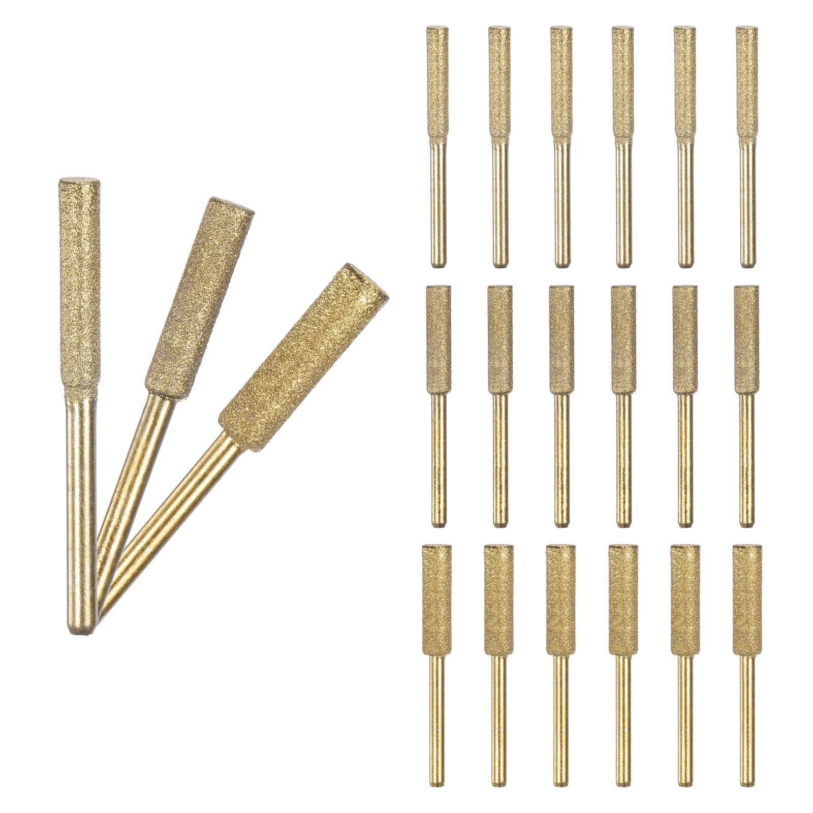 M METERXITY 21-Pack Diamond Chainsaw Sharpener, 5/32", 3/16", 7/32" High Hardness Grinding Stone Chainsaw Sharpening Kit for Electric Chainsaw Sharpener/Stone Carvings [3mm Gold]