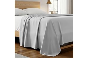 Mellanni California King Size Flat Sheet - Iconic Collection Bedding - Hotel Luxury, Extra Soft, Cooling - Wrinkle, Fade, Stain Resistant - 1 Flat Sheet Only (Cal King, Light Gray)